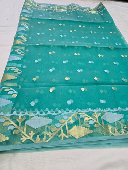 Green Muslin Jamdani saree