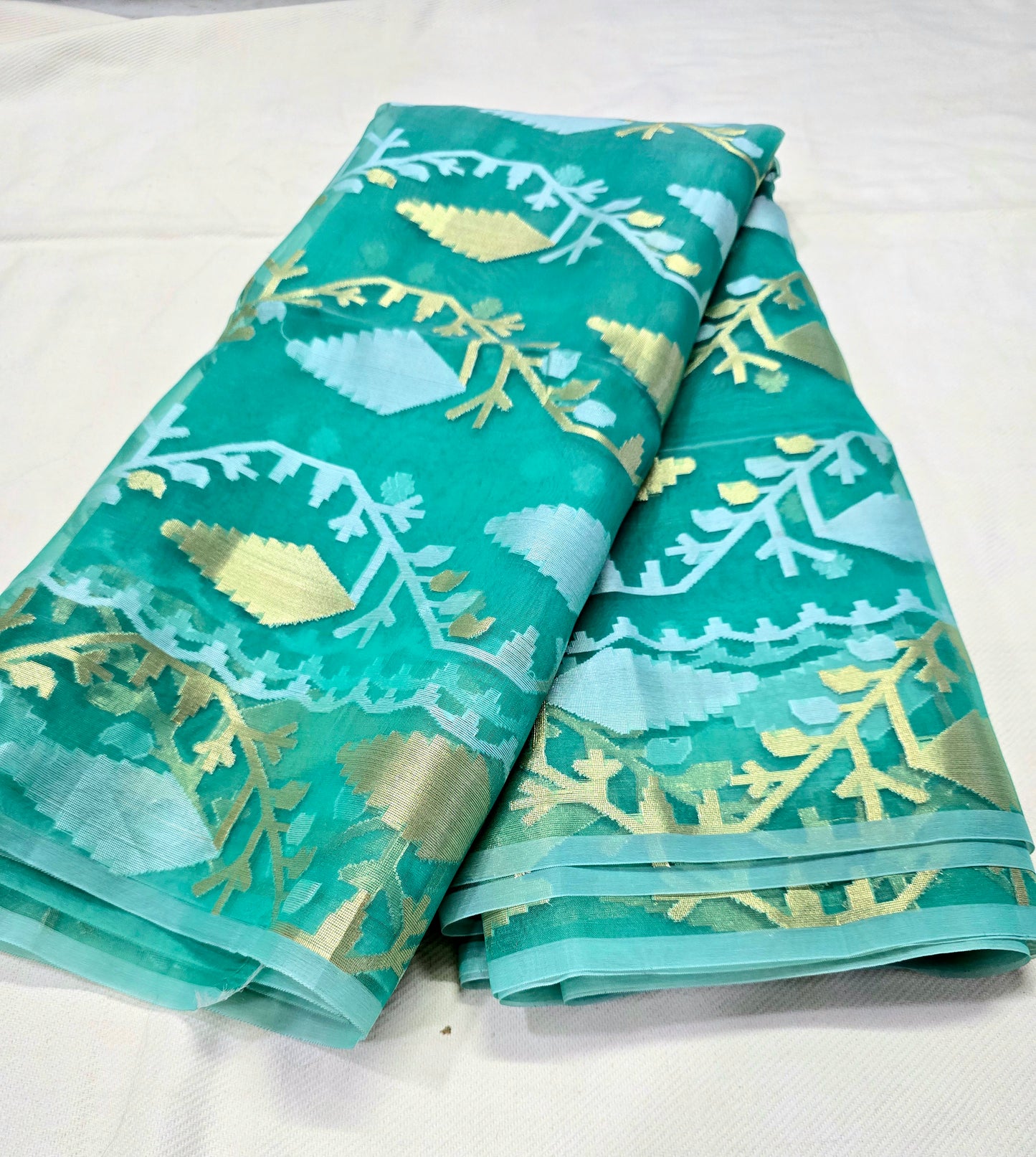 Green Muslin Jamdani saree