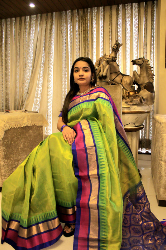 Green Mangalagiri pattu saree