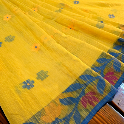 Yellow tissue khadi saree