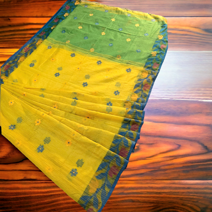 Yellow tissue khadi saree