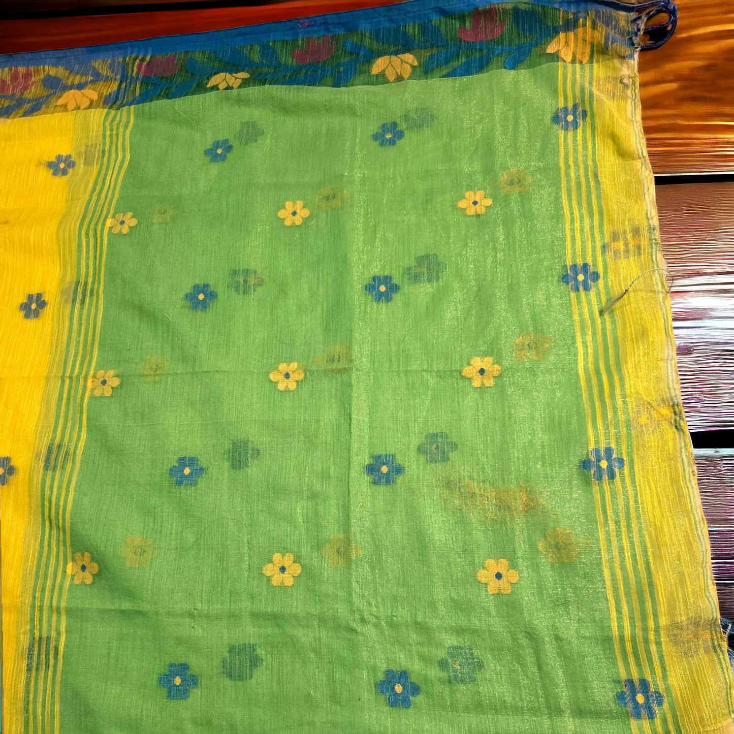 Yellow tissue khadi saree