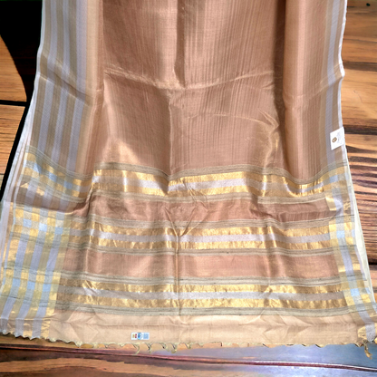 Golden beige tusser tissue saree from chattisgarh handloom .