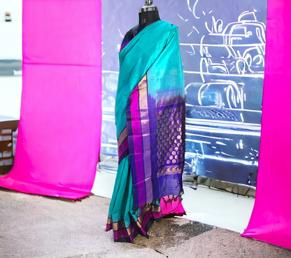 Blue Mangalagiri pattu saree