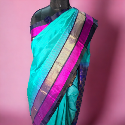 Blue Mangalagiri pattu saree