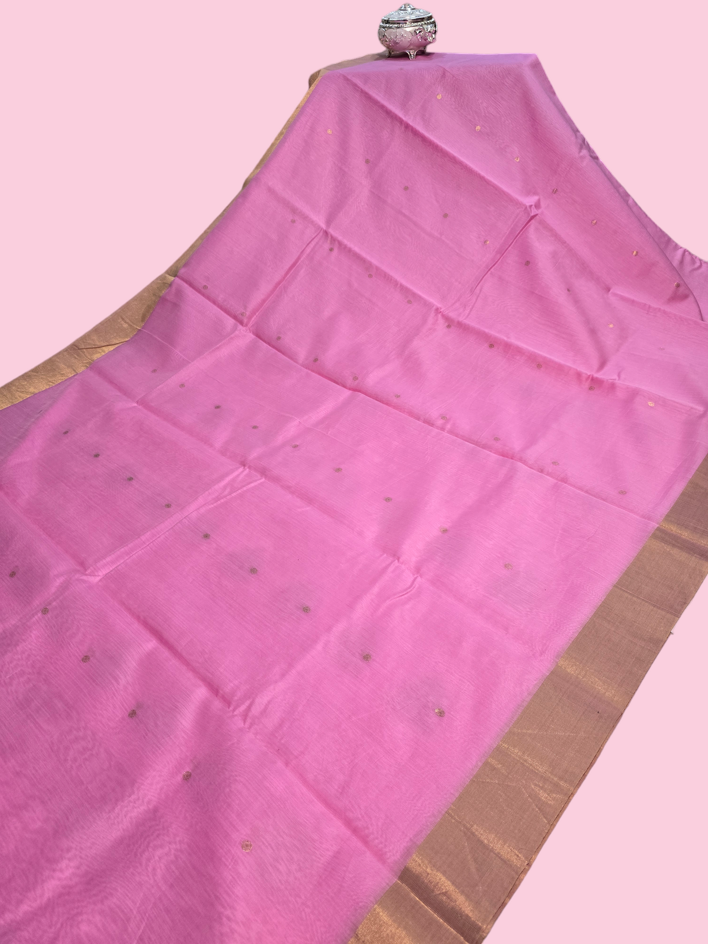 Pink chanderi  mercerized cotton silk saree