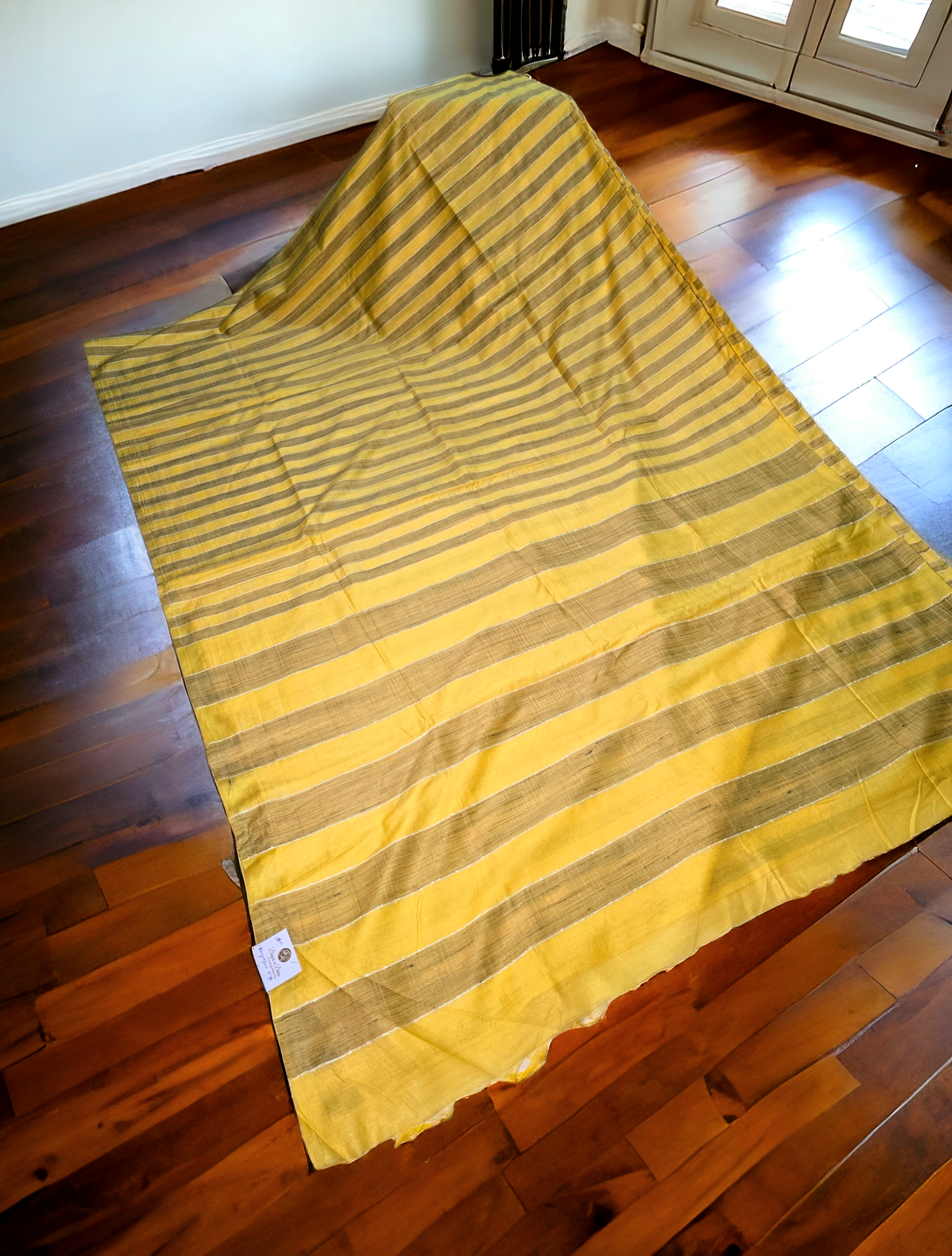 Bright yellow bhagalpuri silk saree