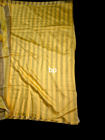 Bright yellow bhagalpuri silk saree