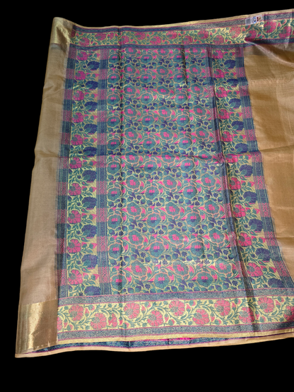 Beige colour pure kosa silk saree with weaving border and pallu