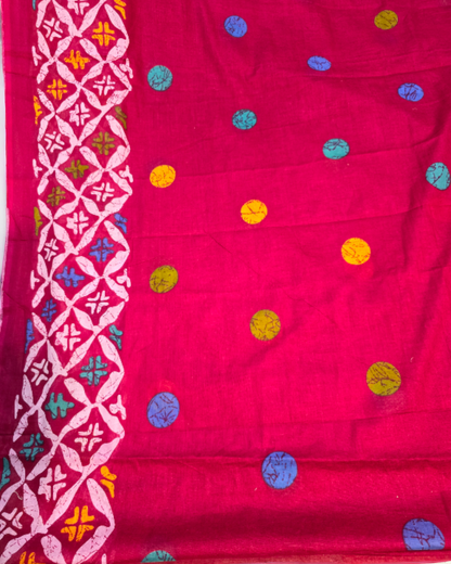 Pink soft cotton printed saree