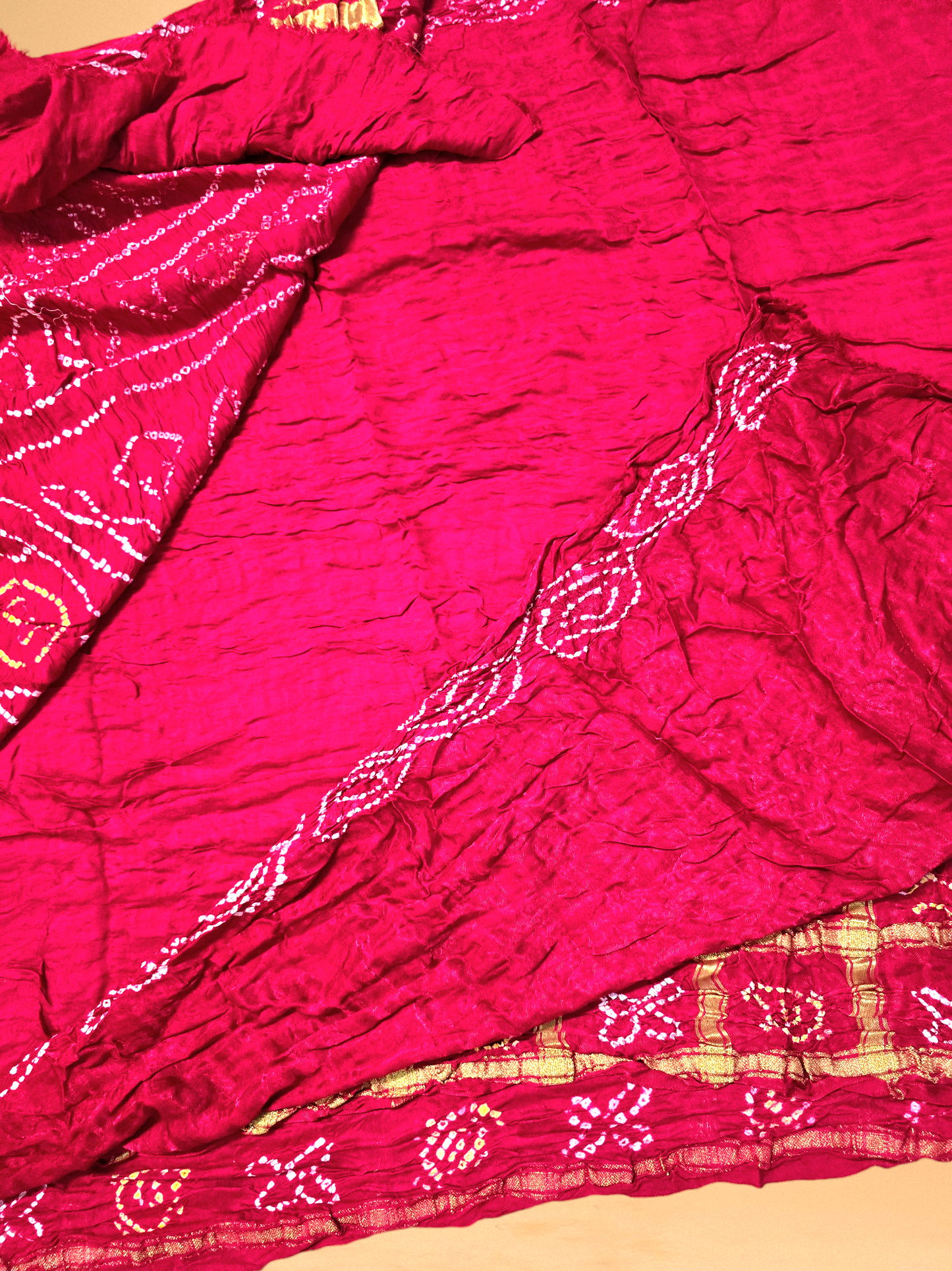 Red Pure Gajji Silk Bandhani Gharchola Saree