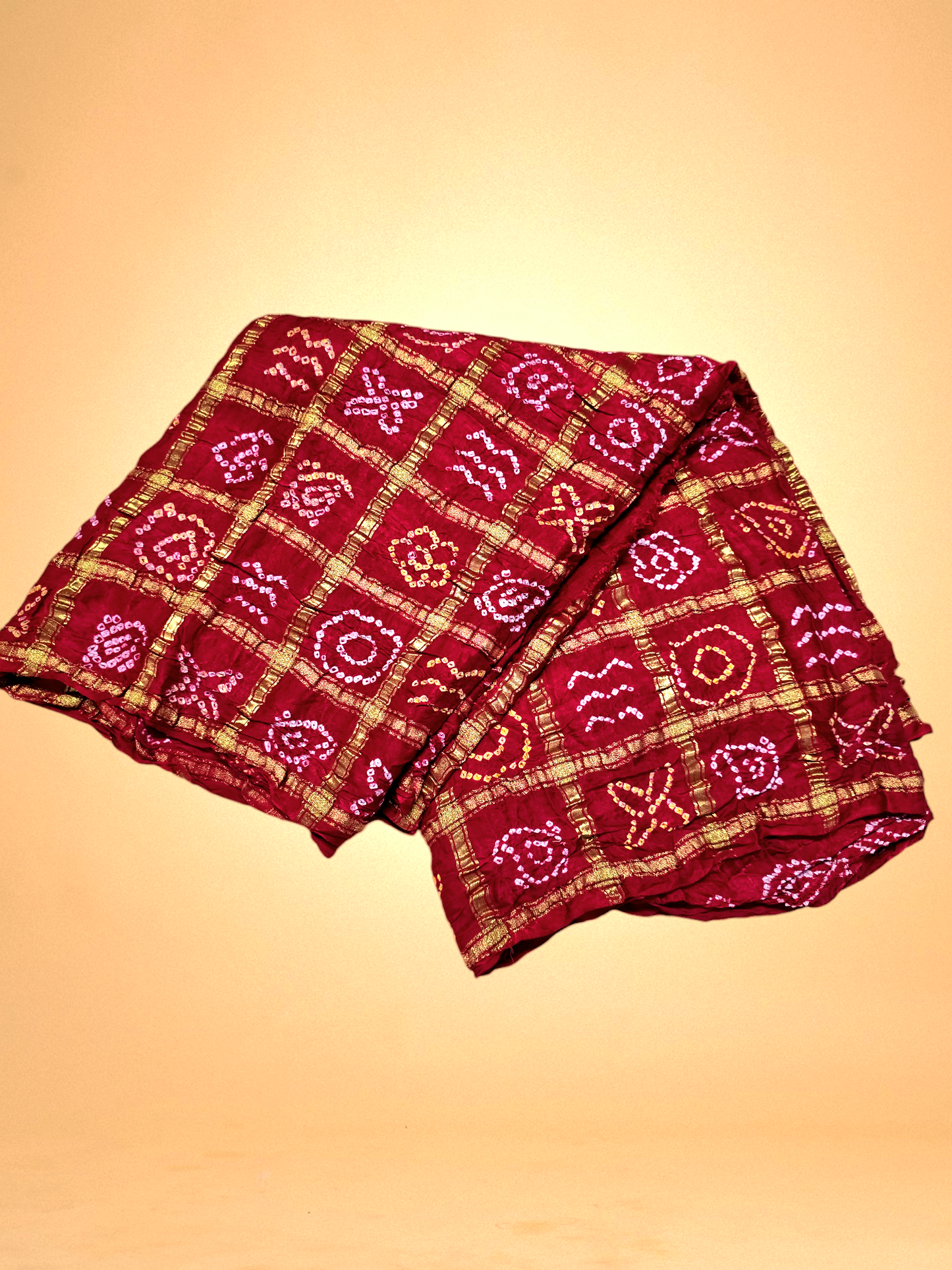 Red Pure Gajji Silk Bandhani Gharchola Saree